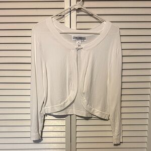 Jessica Howard White Cropped Single-Button Knit Cardigan